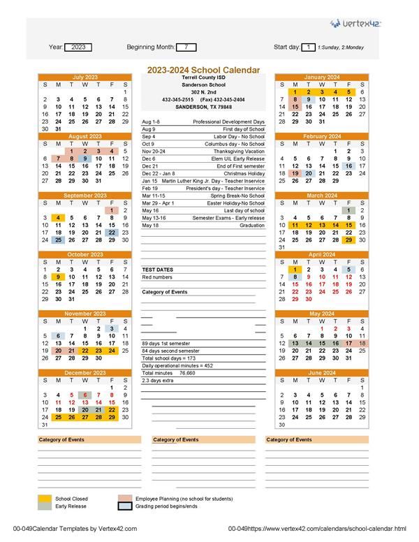  Updated-2023-2024 TCISD School Calendar